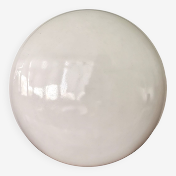 Large Italian glossy white acrylic minimalist pill flush mount ceiling fixture lamp. 1960s