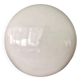 Large Italian glossy white acrylic minimalist pill flush mount ceiling fixture lamp. 1960s