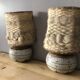 Duo of ceramic wall light wool lampshade