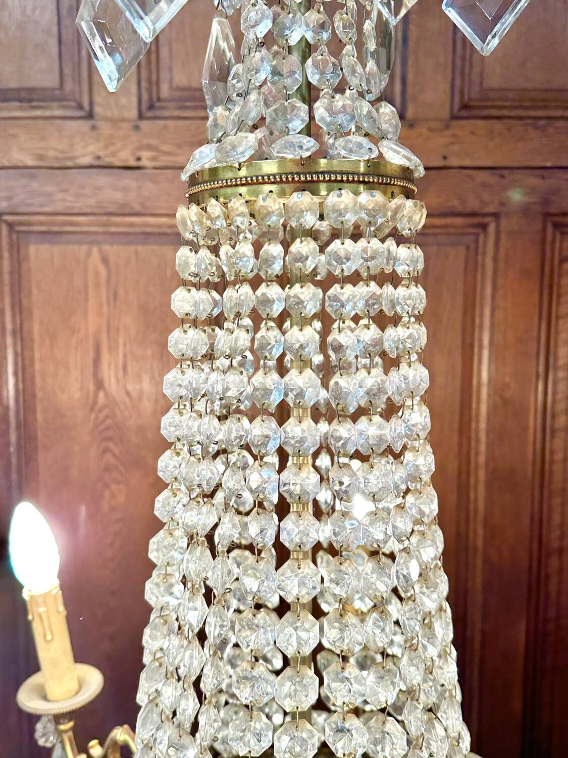 Louis XVI style hot air balloon chandelier with tassels