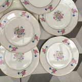 Set of 12 dessert plates carnations digoin sarreguemines
