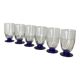 6 Art Deco glasses with blue stems, 16 cl.