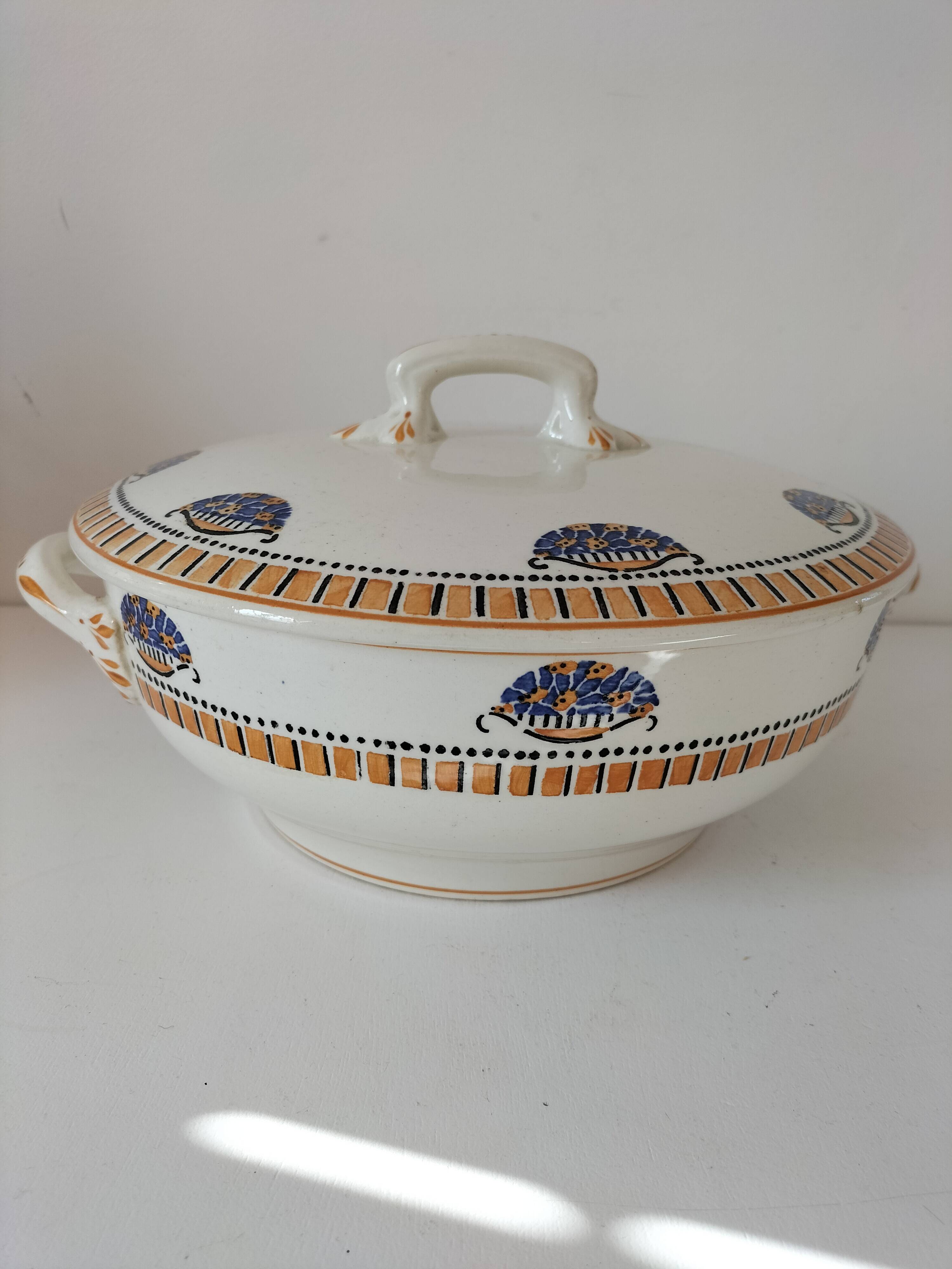 Art Deco Longwy earthenware soup tureen