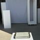 Trio of small rectangular serving dishes white and black Indonesian ceramic 21x16