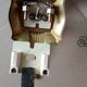 Pair of gold steel wall lamps, plexi and pleated plastic shades 60s-70s