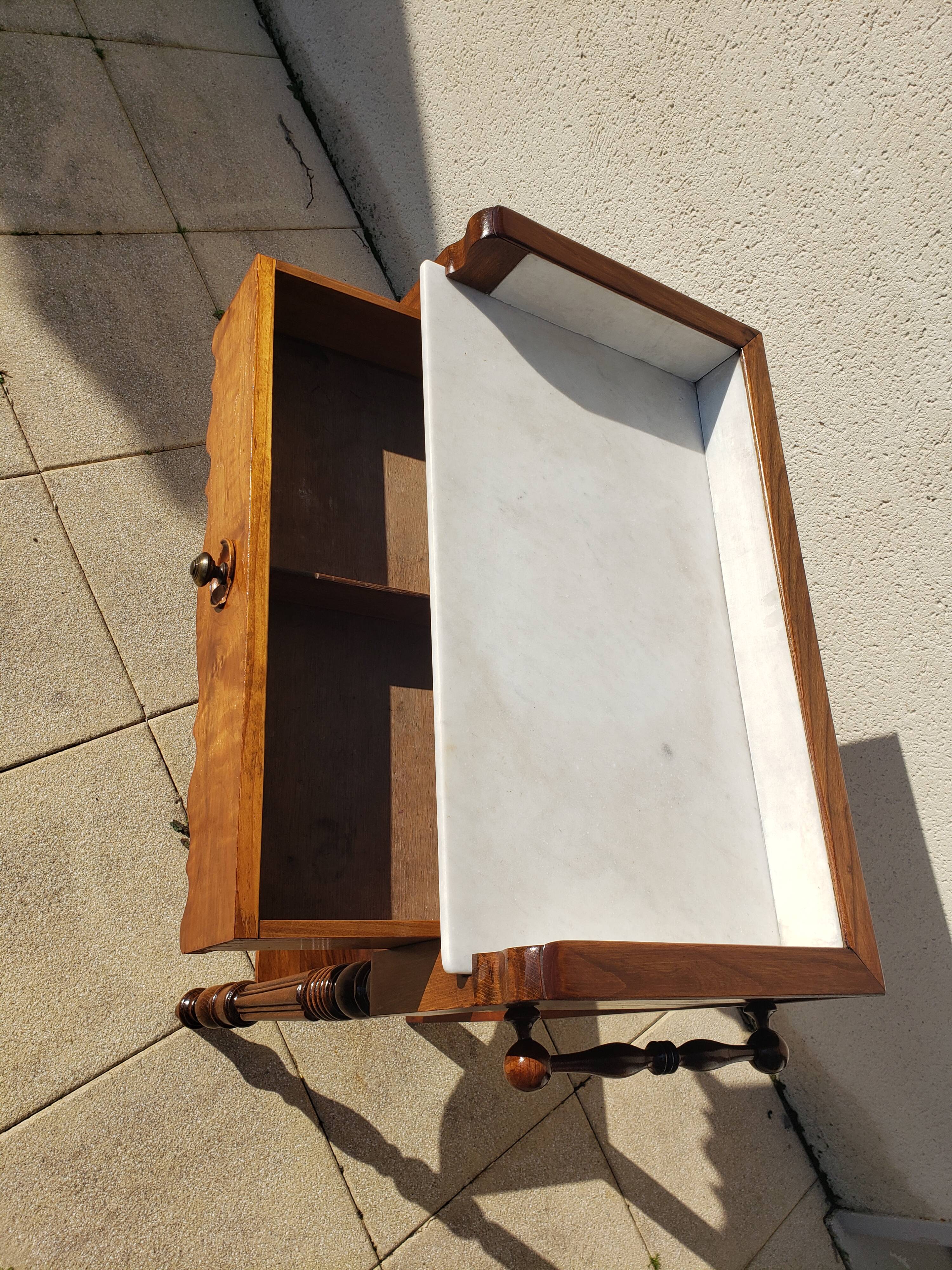Vintage console hairdresser in walnut, Art Deco Louis Philippe style.