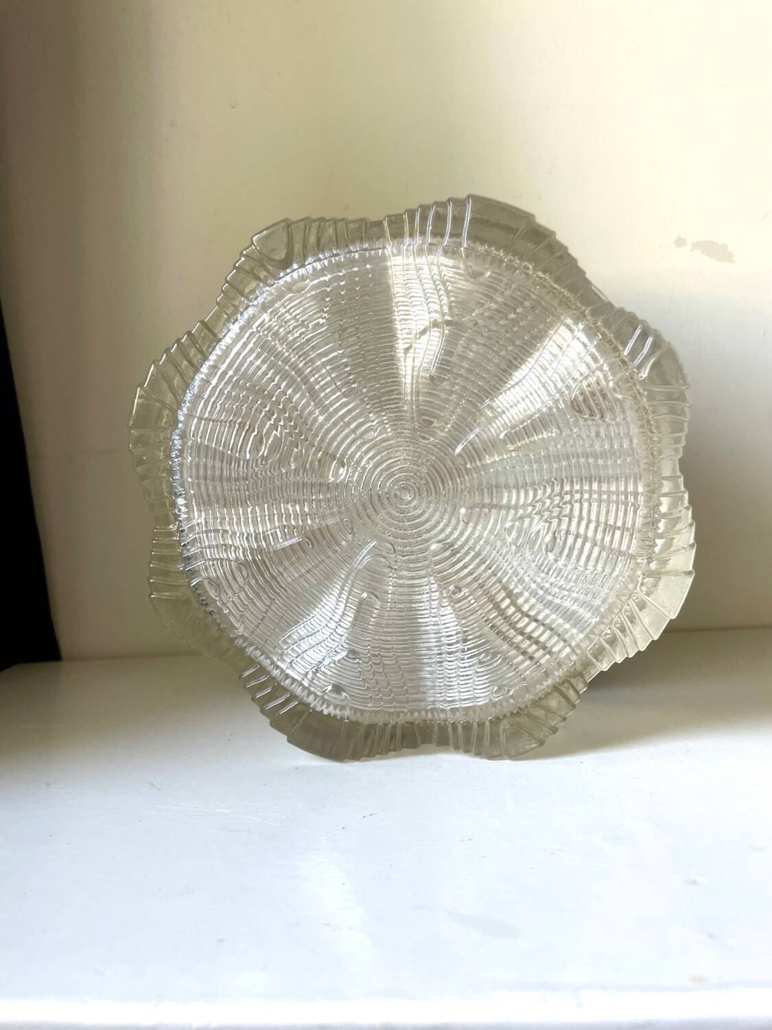 Vintage Scandinavian Midcentury wall or ceiling light in metal & glass