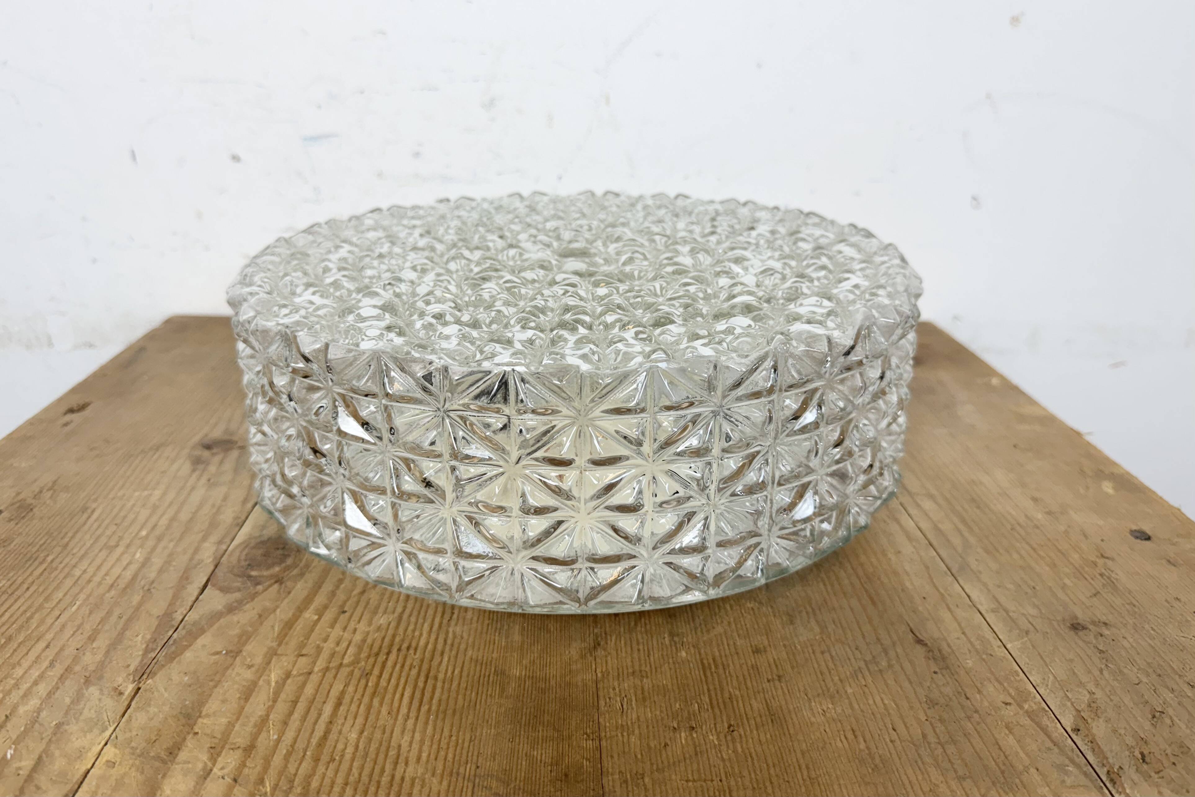 Vintage Glass Wall Or Ceiling Light, 1970s