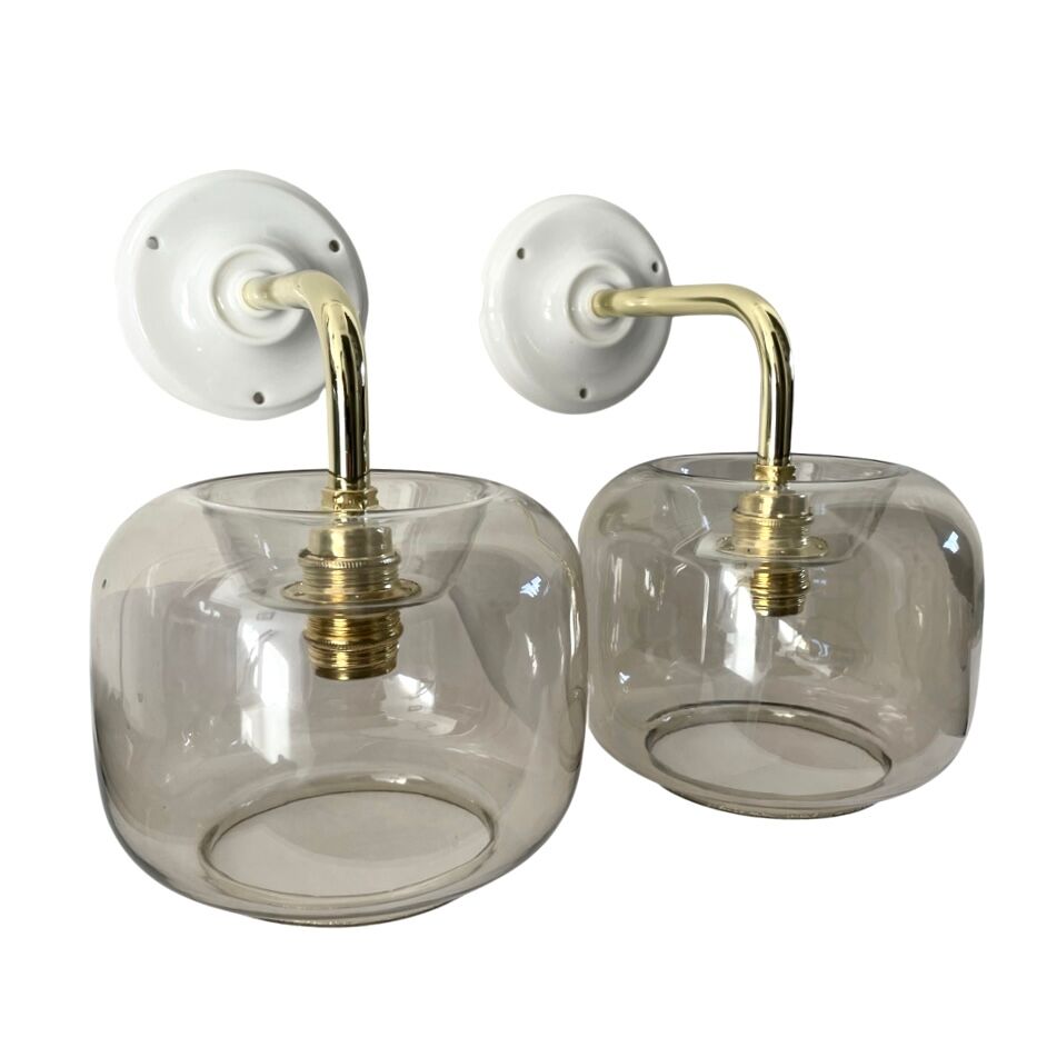 Pair of vintage smoked glass sconces