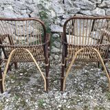 Pair of rattan armchairs