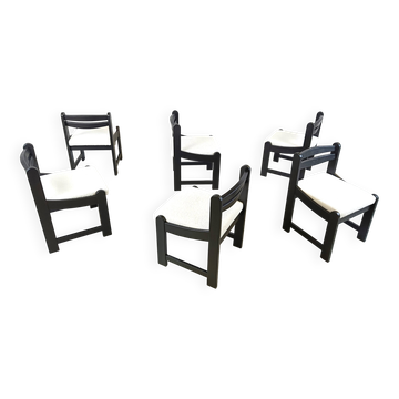 Chaises de salle à manger brutalistes vintage, ensemble de 6 - années 1970