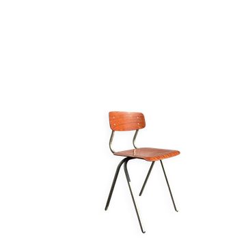 Chaise bois et métal vintage, style Friso Kramer