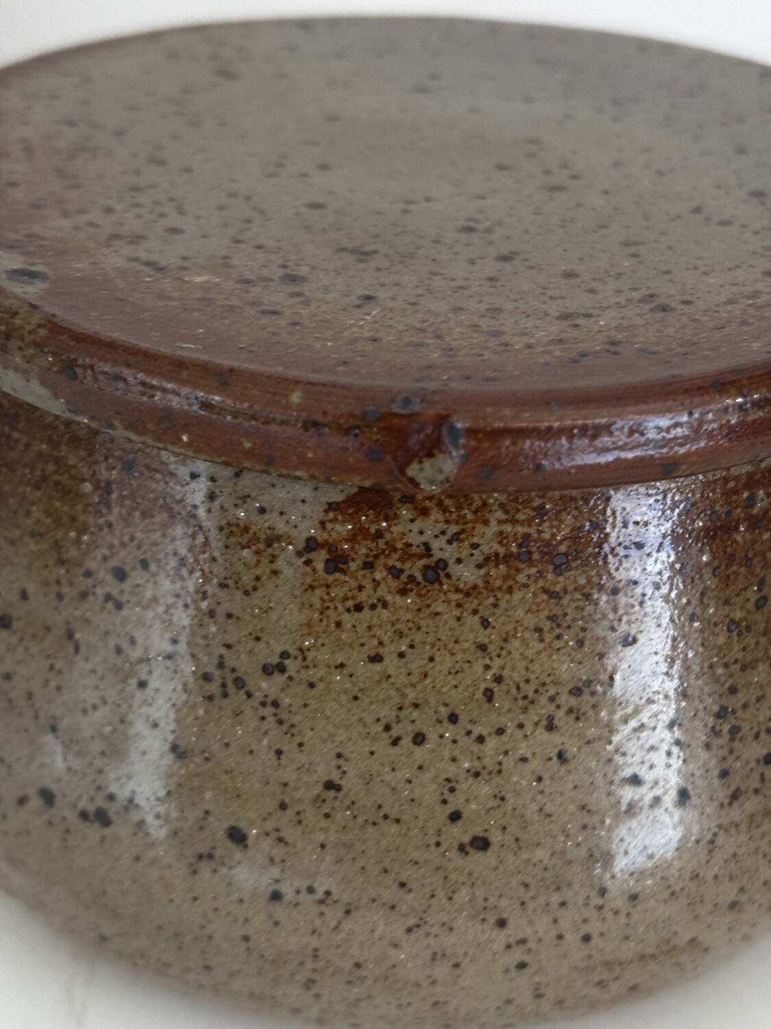 Glazed pottery water butter dish