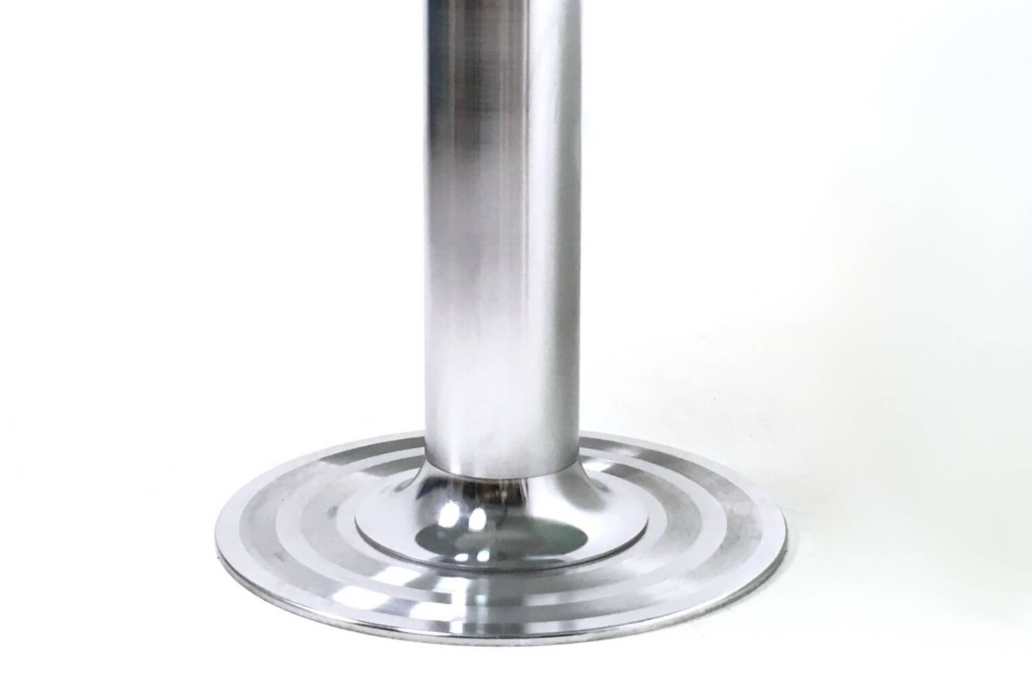 Chromed Metal Dining Table with a Round Tempered Glass Top, Italy