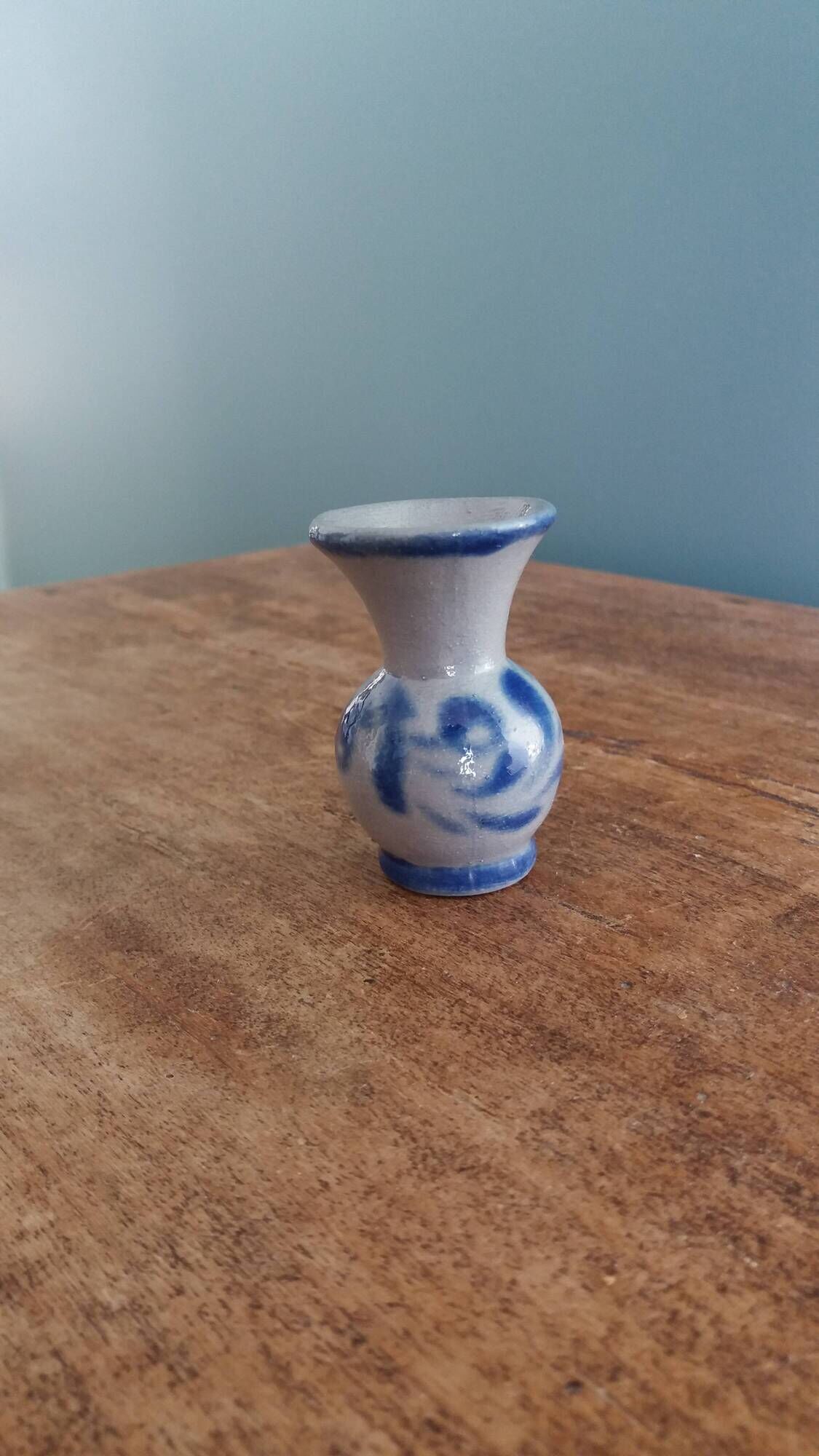 Miniature salt-glazed stoneware vase from Alsace