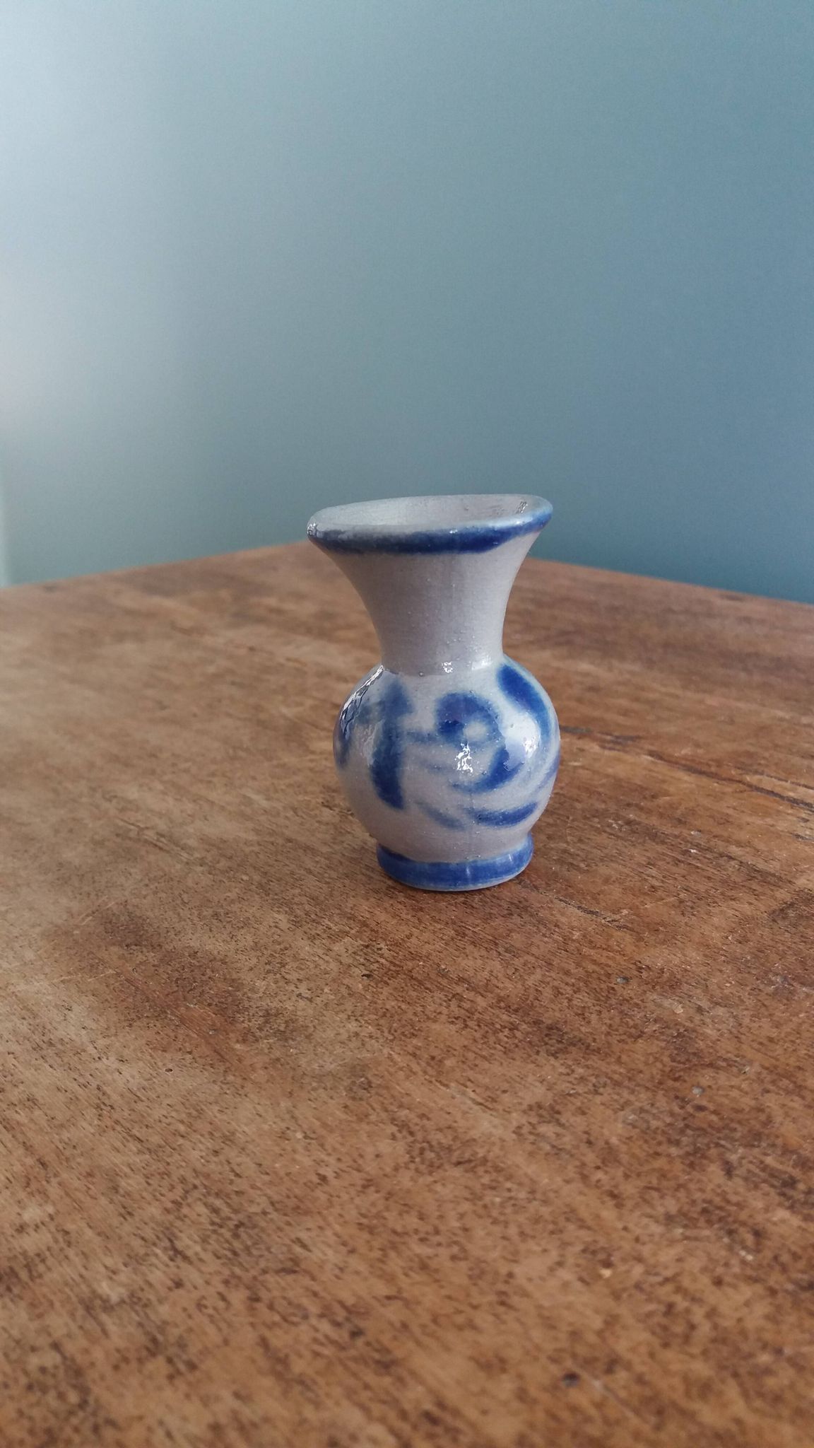 Miniature salt-glazed stoneware vase from Alsace