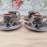Set of 4 vintage 70s stoneware espresso cups