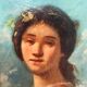 HST painting "Portrait of a young woman with a crown" 19th century, Empire frame