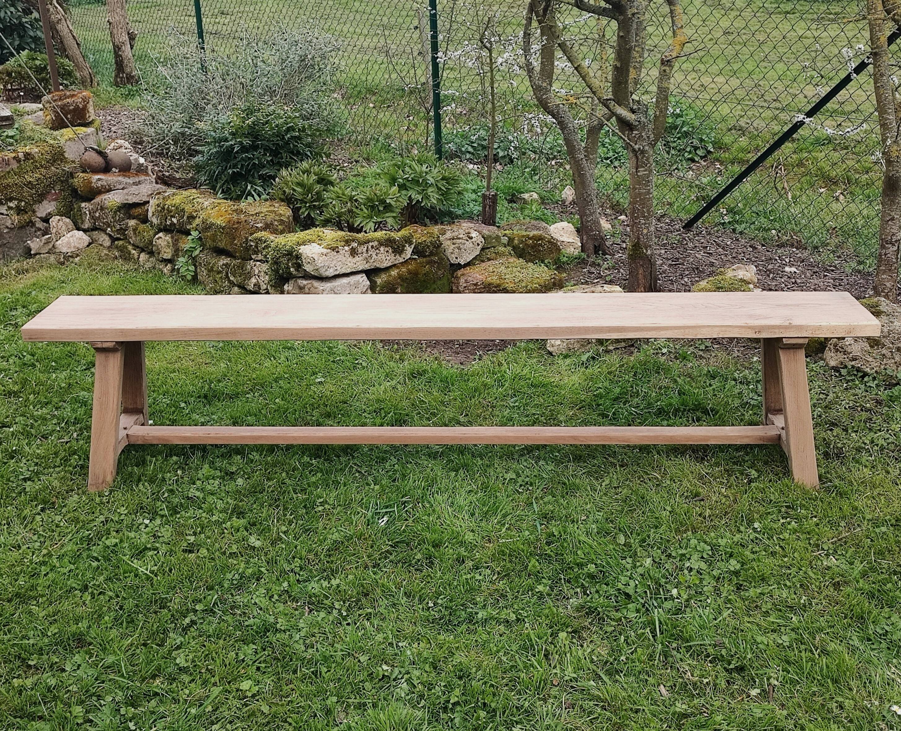 Solid oak farm bench
