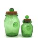 Two green bubble glass sweet jars from Biot, 1960s.