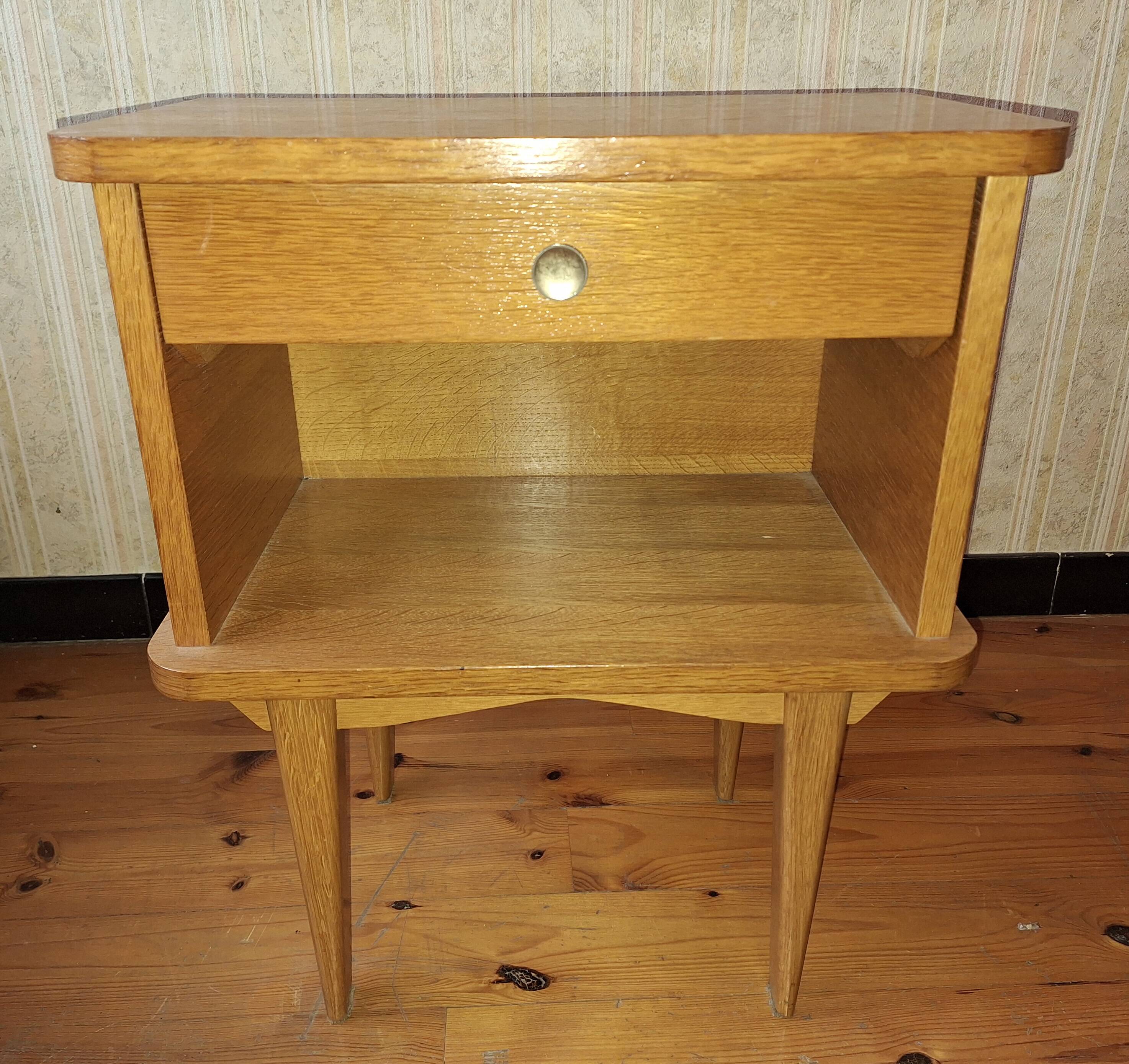 Blond wood bedside table