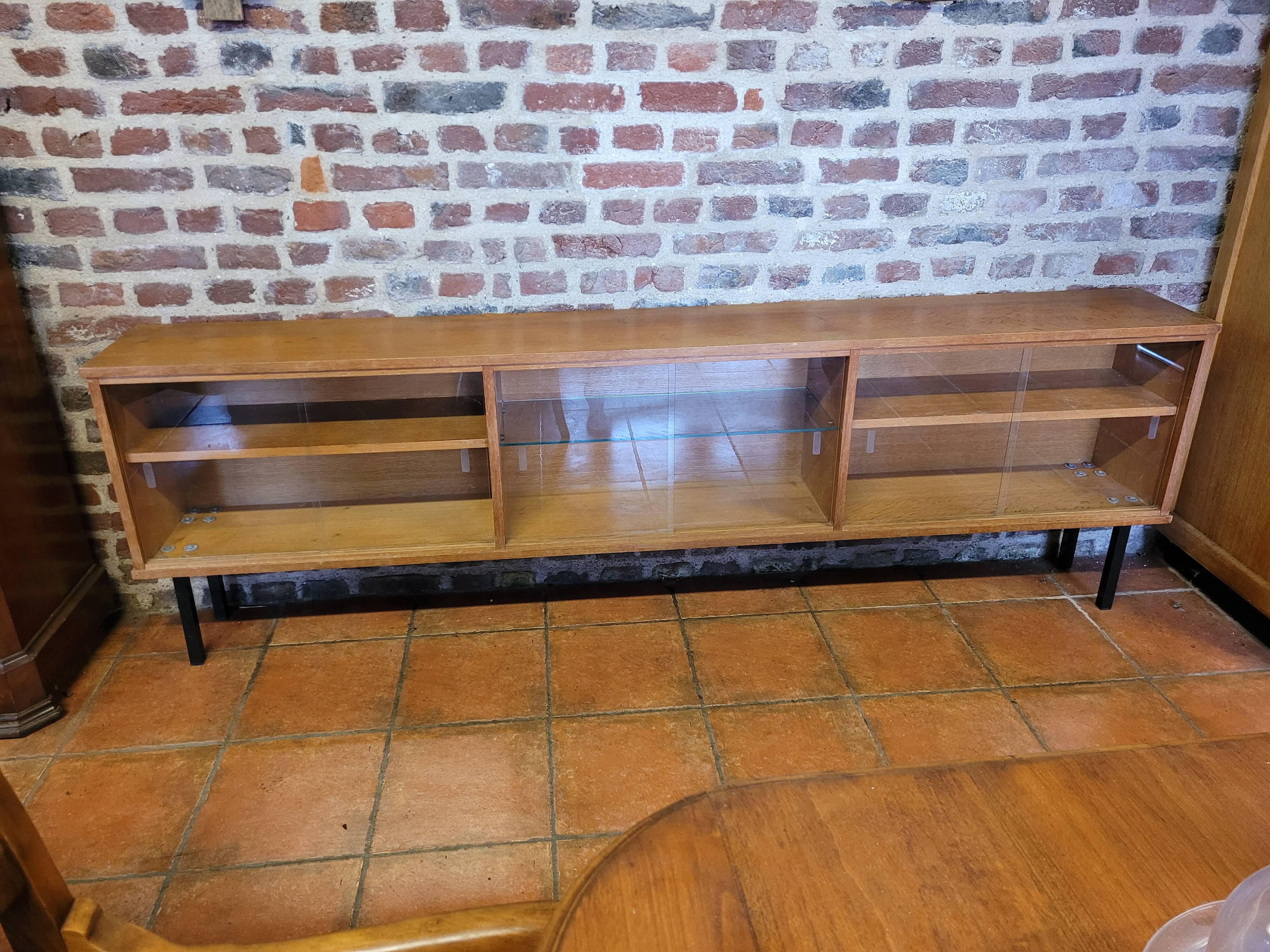 Enfilade vitrés vintage des années 60 en chêne