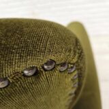 1970s, Danish lounge chair, low, furniture velour, ash wood legs.