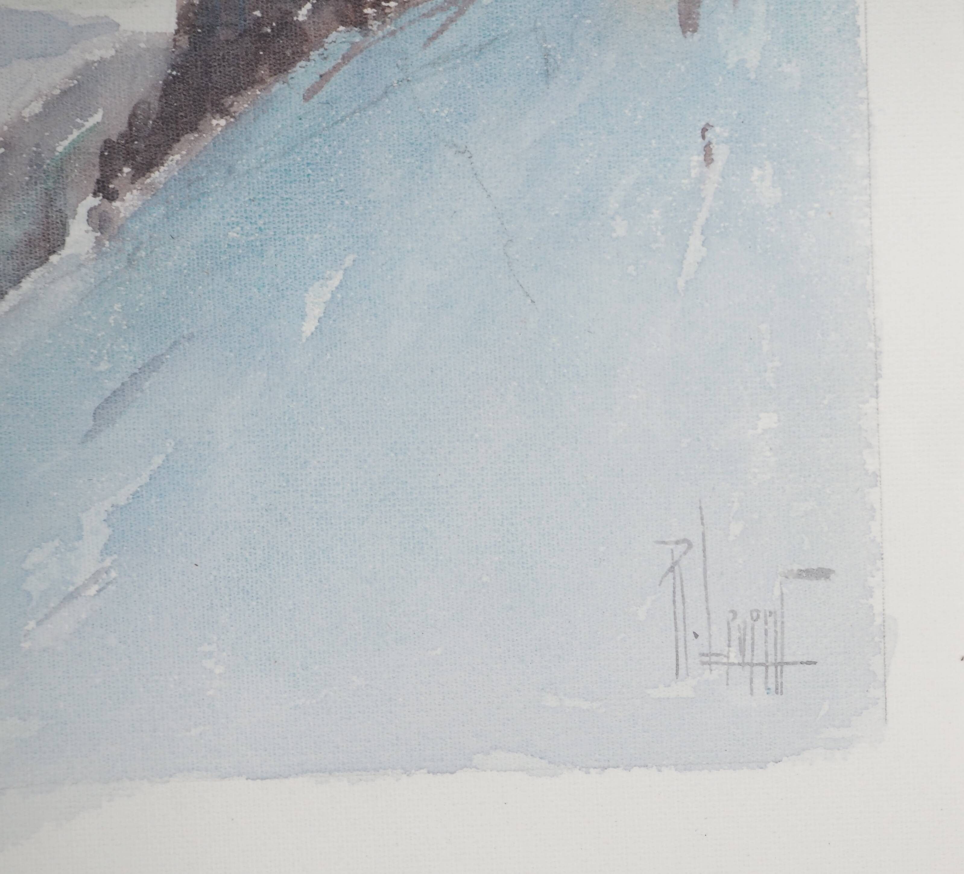 René leverd: switzerland, twilight and dawn, original signed watercolor