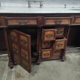 1930s Barber Cabinet | Double Salon Unit with Marble & Mirror