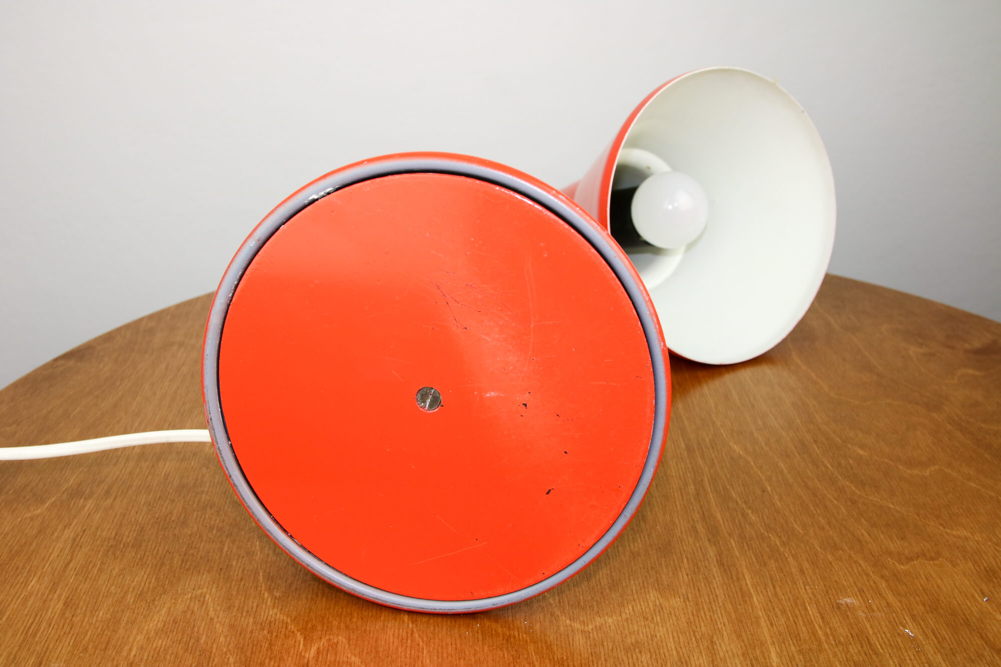 Adjustable Desk Lamp in Orange Painted Metal and Chrome-Plated Spiral Arm, 1970s