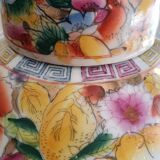 Large Chinese ginger jar with multi-colored porcelain lid