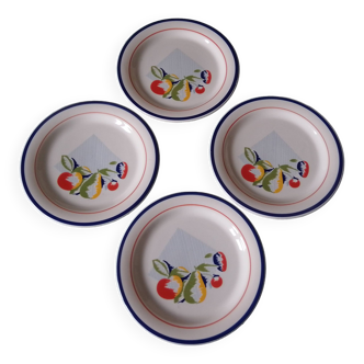 Set of 4 ceramic dessert plates, Quadrfoglio, Made in Italy