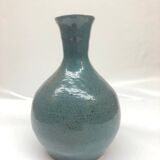 Speckled blue ceramic vase signed AP