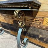 Art Deco marble and wrought iron console