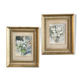 Pair of old English watercolours depicting bouquets of flowers