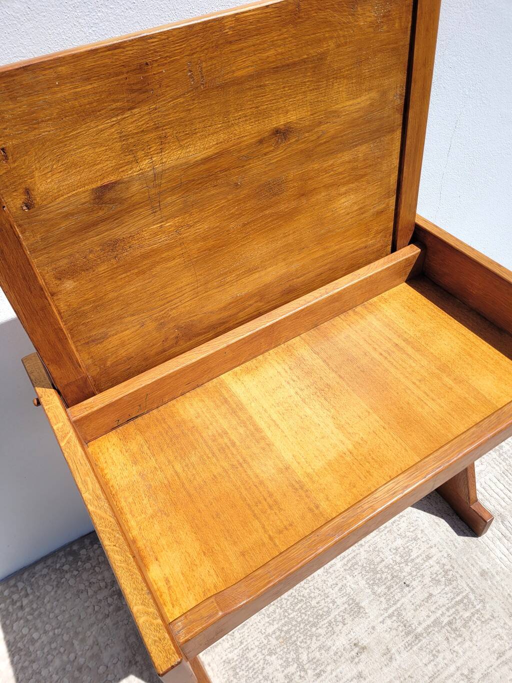 Old school desk renovated in solid oak