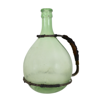 Antique demijhon/ bottle glass with handle structure
