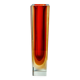 Red and yellow cubic Sommerso vase by Flavio Poli for Seguso, Murano, Italy, 1970