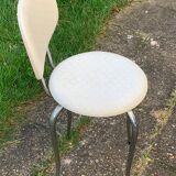 Chair for bathroom or child, chrome legs and curved vintage