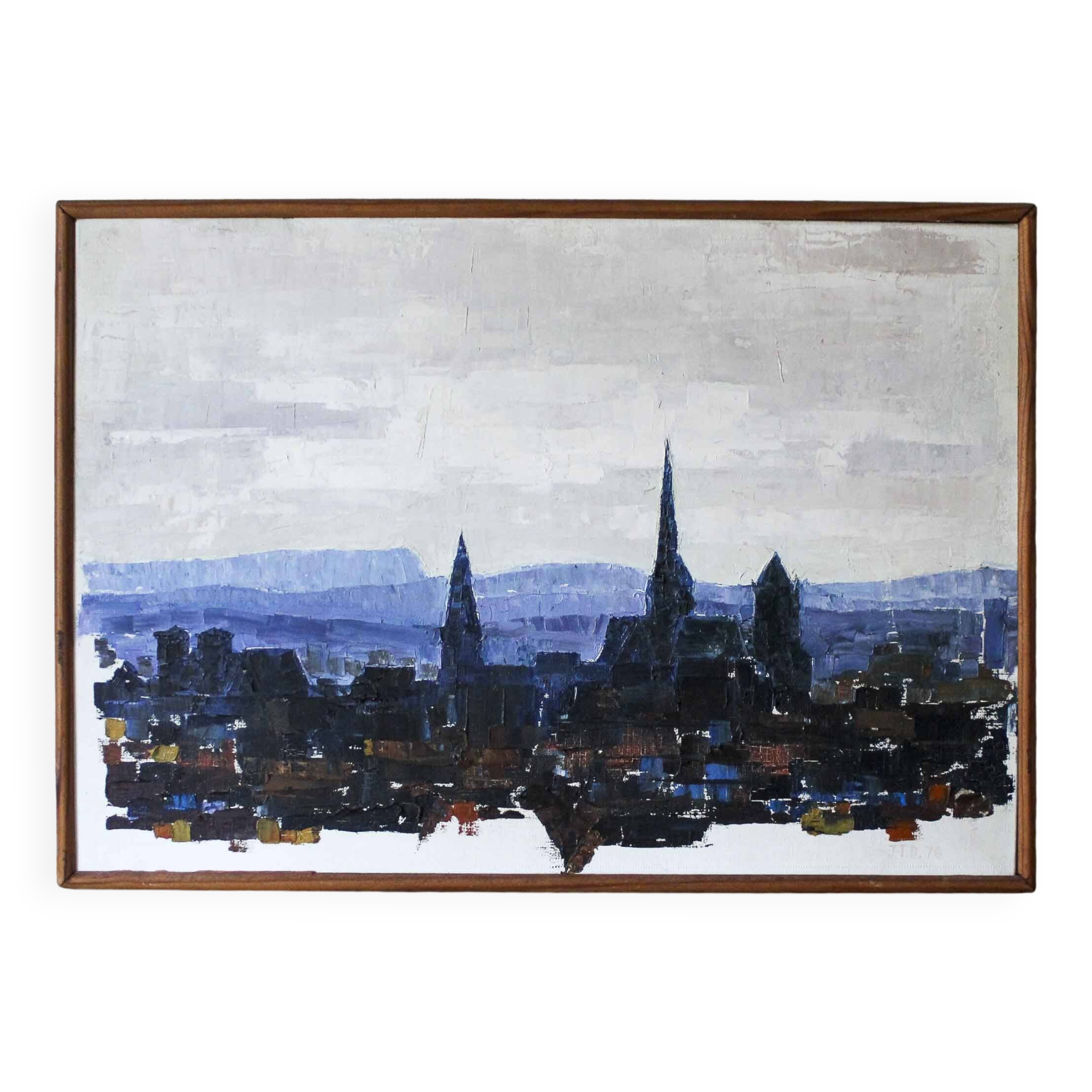 Oil on canvas View of Dijon 1976 Jean-François Devalière