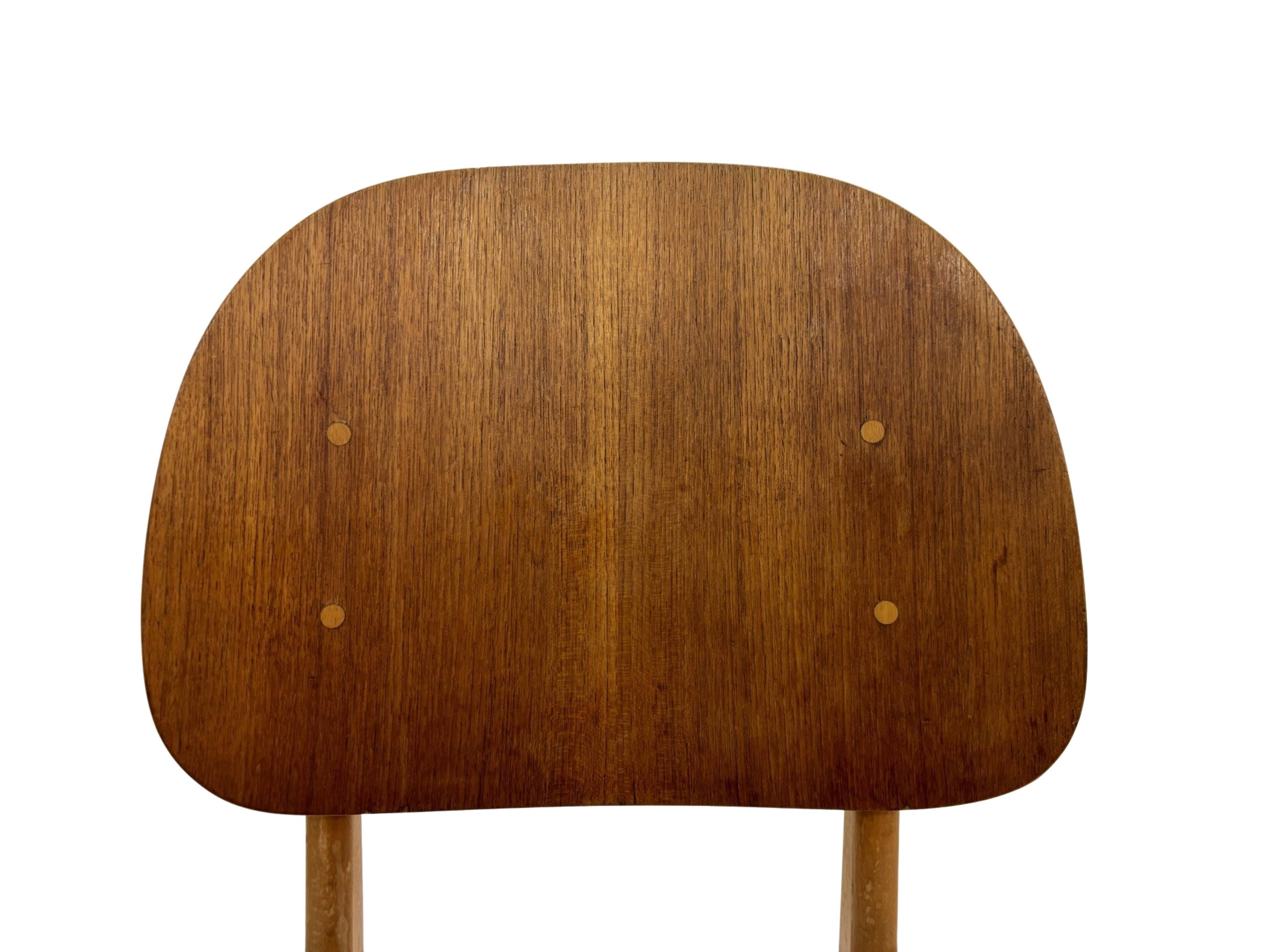 Vintage dining room chair Scandinavian 1960s plywood and teak design