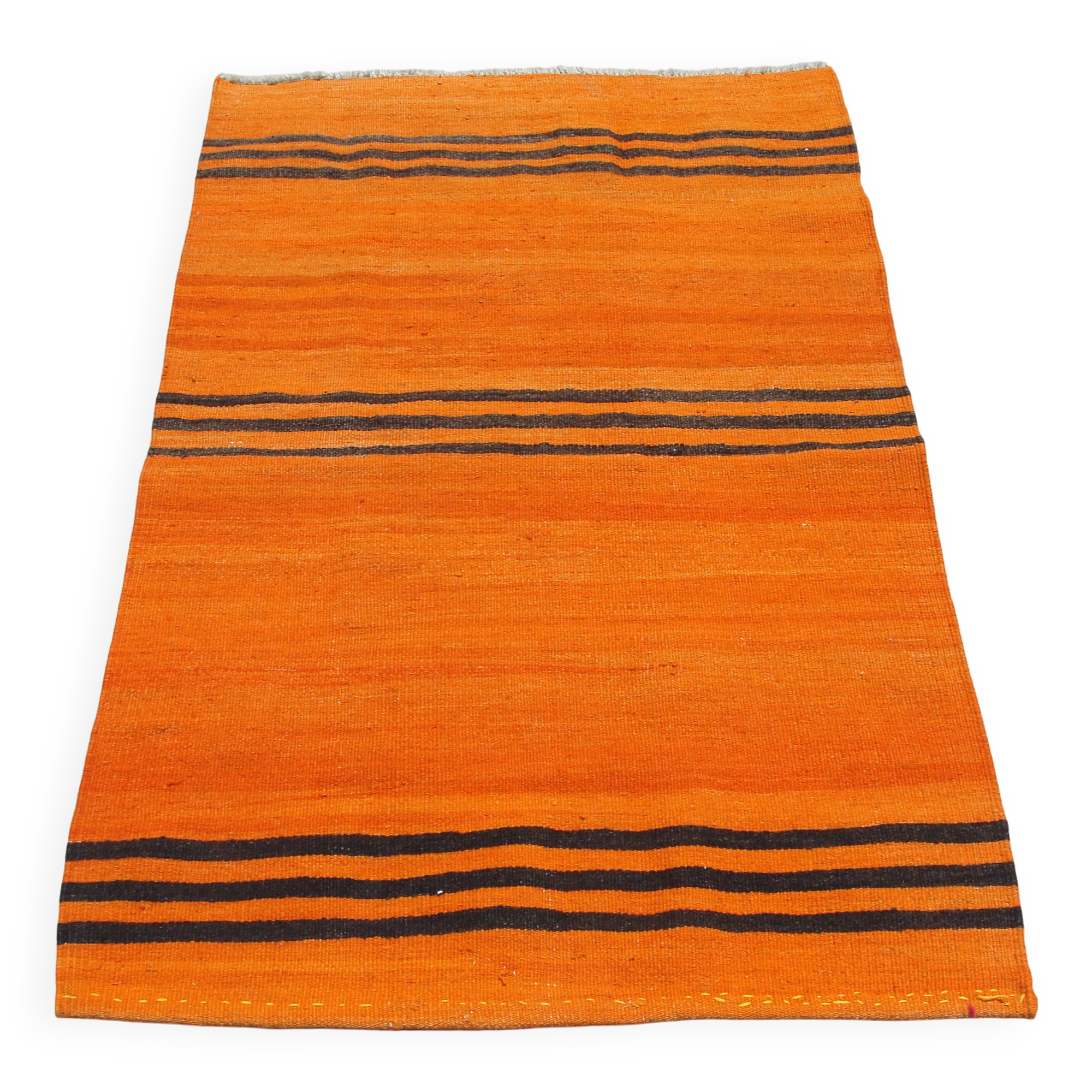 Orange handmade small rugs