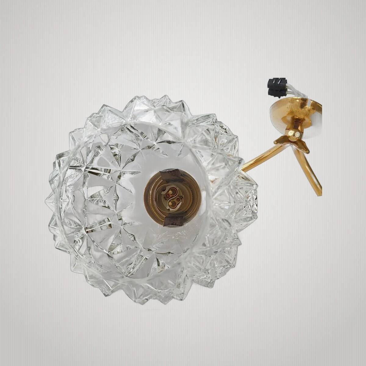 Vintage 1950s wall light, Arlus house, glass, plexiglass, gilded brass, 50s.