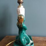 Emerald green mermaid ceramic table lamp