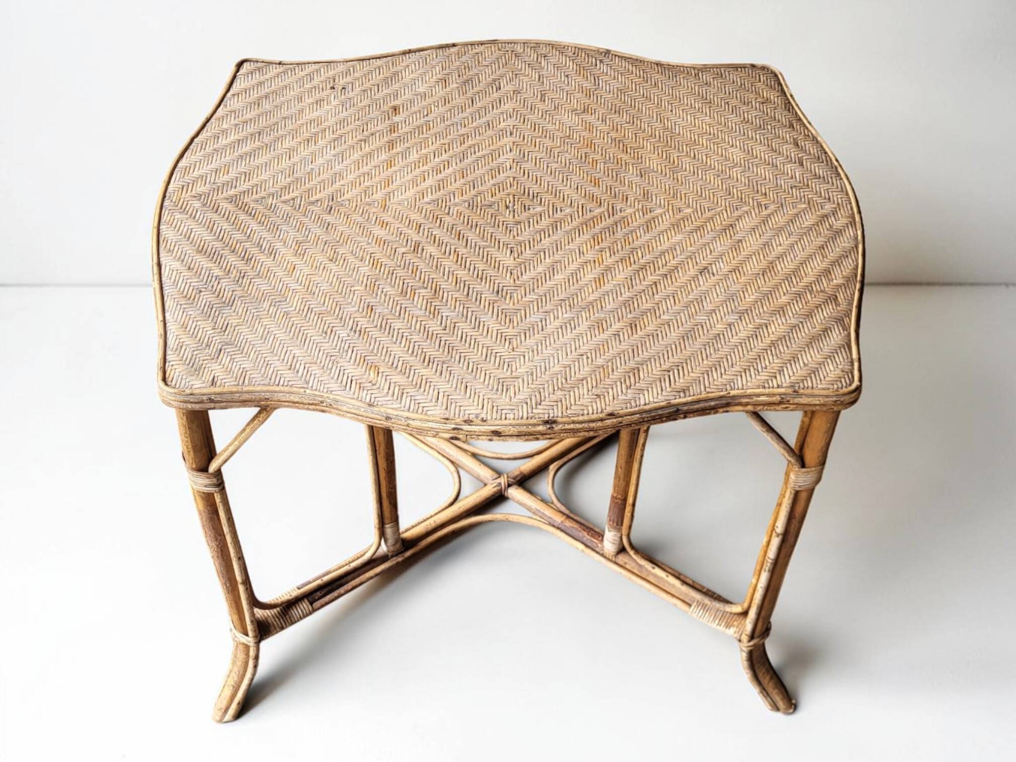 Natural rattan table, circa 1960-1970