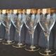 6 old wine glasses in engraved crystal and gold