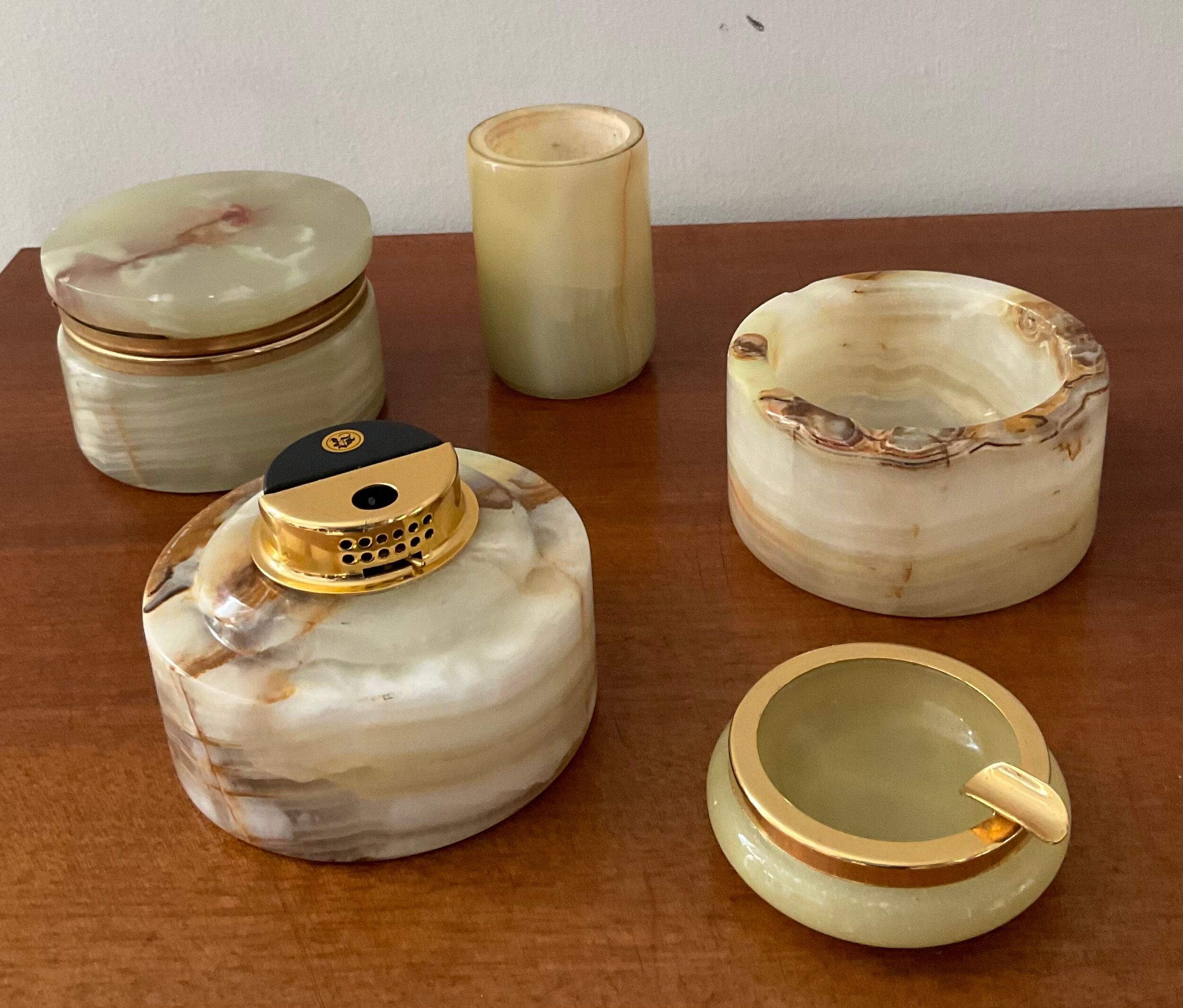 Vintage smoking set 70s in onyx