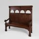Antique French 18th Century Gothic Style Oak Carved High Back Panel Settle