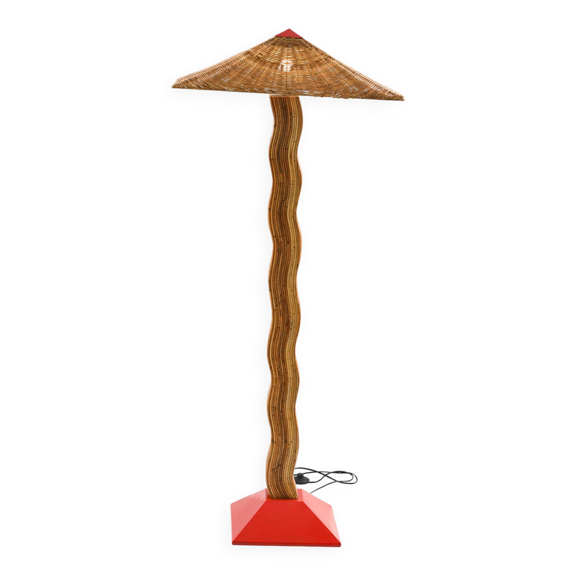 Lampadaire moderniste en rotin « Pallete »