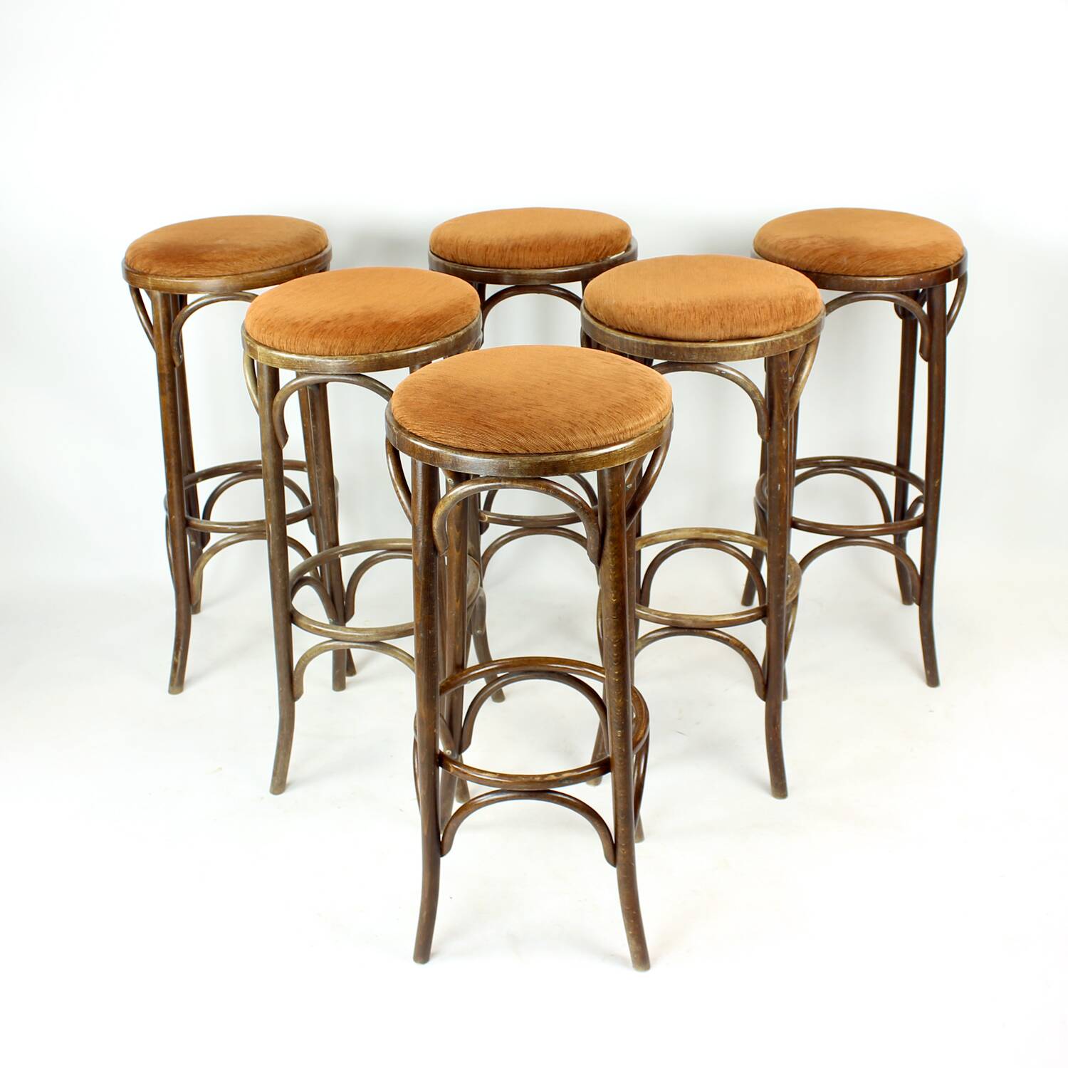 Thonet Design Bentwood Bar Stools No. 73 By Ton, Set Of 6